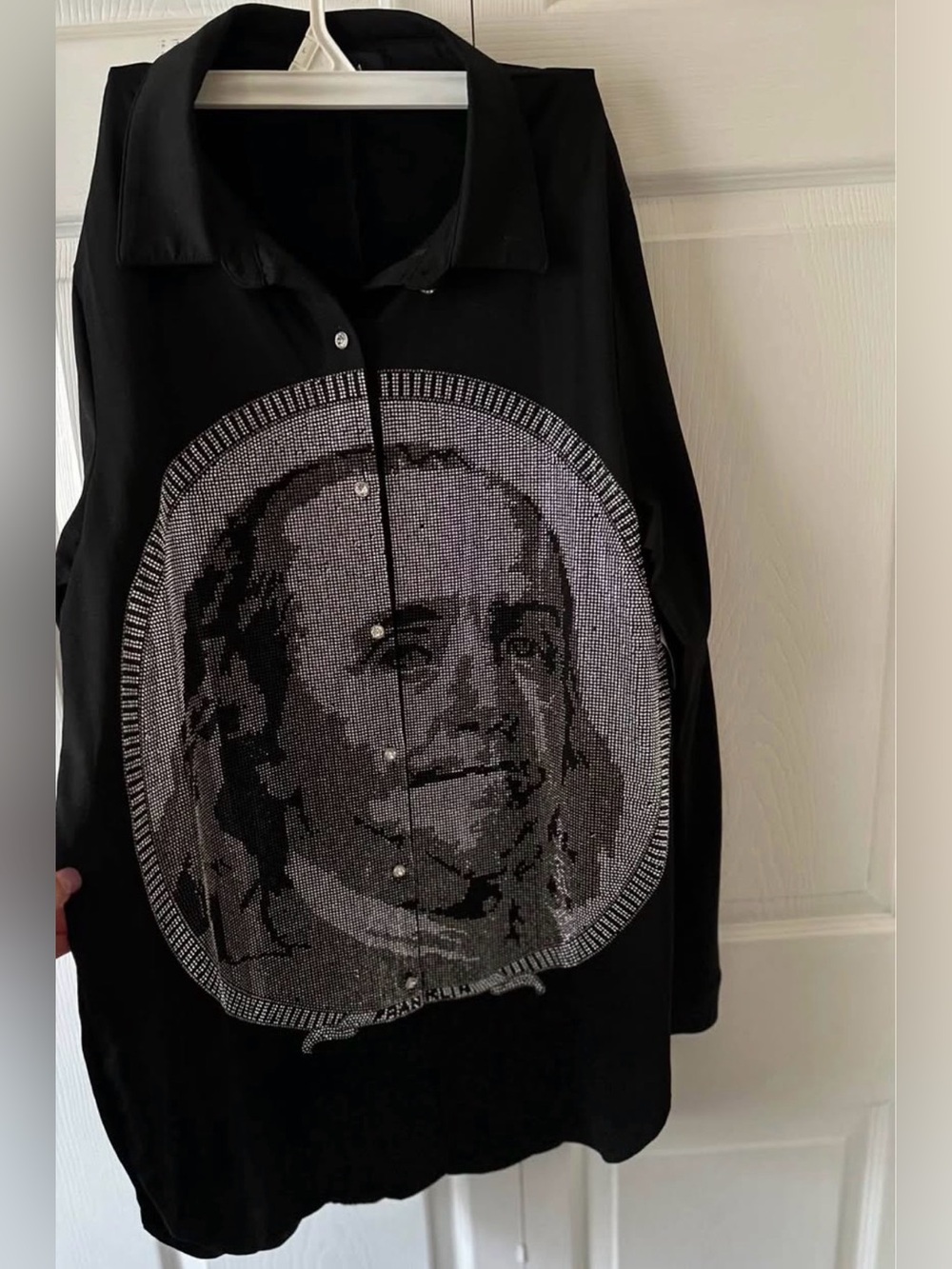 AKIRA Rhinestone Benjamin Franklin Shirt Dress Medium NWT